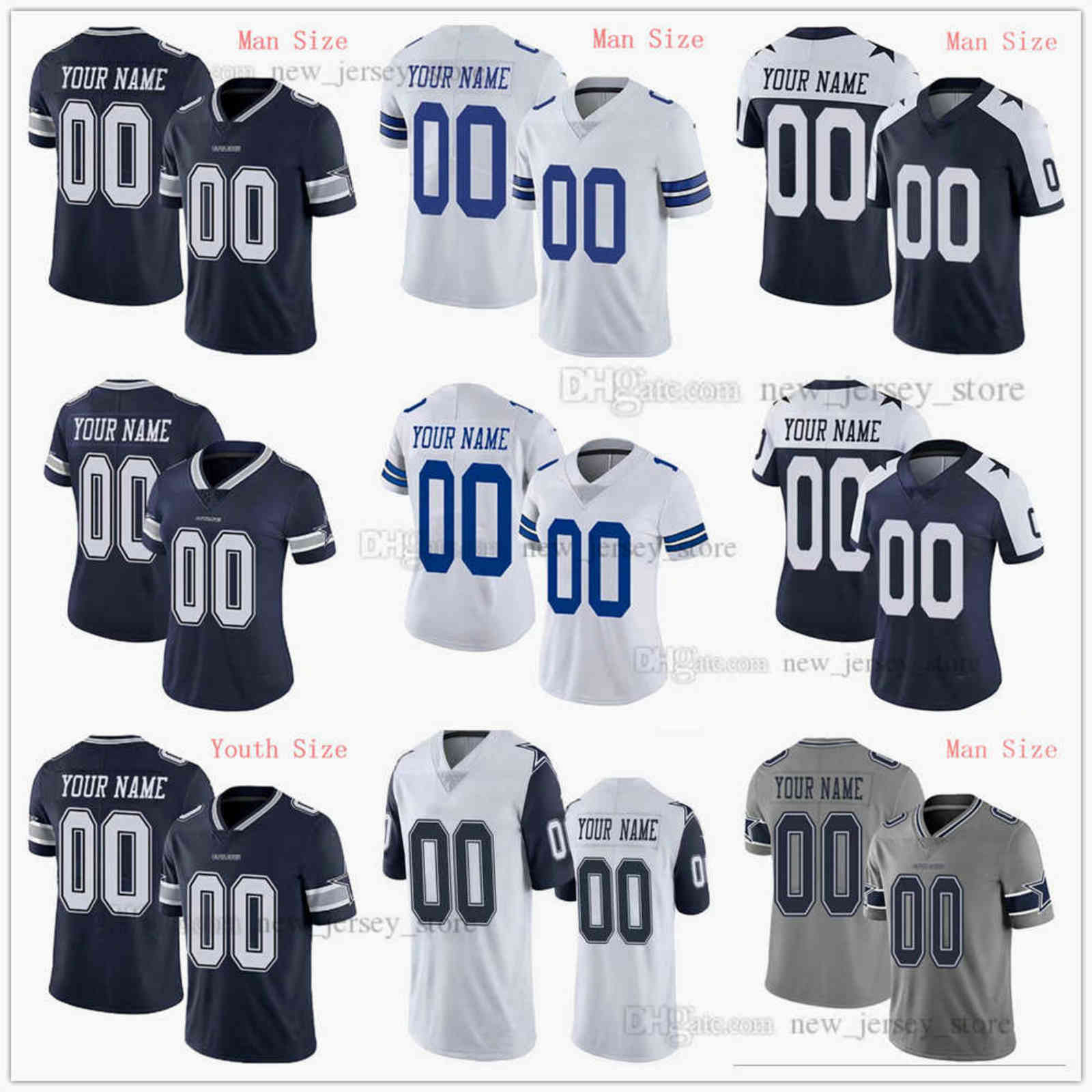 Custom DallasFootballJersey Jerseys 2022 Mens Women Youth Kids Jersey Message any number name on the order Size S-4XL от DHgate WW