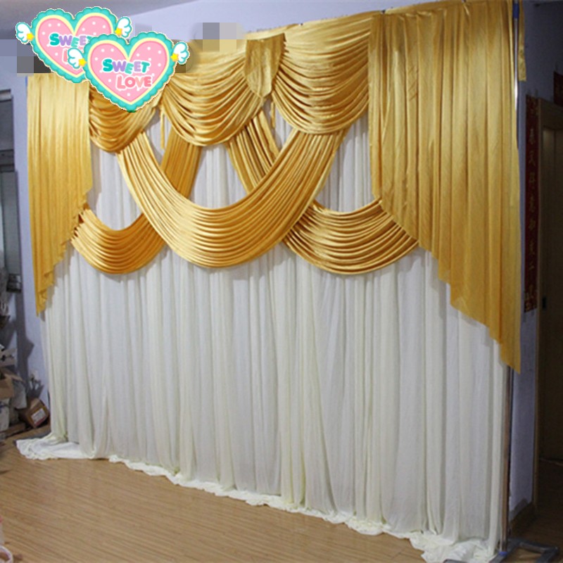 10x10ft Gold and white wedding backdrop panels event party curtain drape ice silk background cloth for stage decoration
10x10ft Gold and white wedding backdrop panels event party curtain drape ice silk background cloth for stage decoration