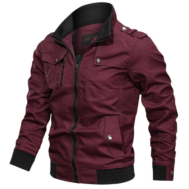 casual solid color jacket zipper collar large men's cotton sport quick dry bomber 211009