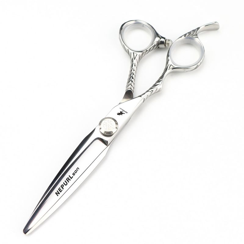 NEPURLSON 6.0 inch left hand hair cutting scissors kit 440C stainless steel with leather case
