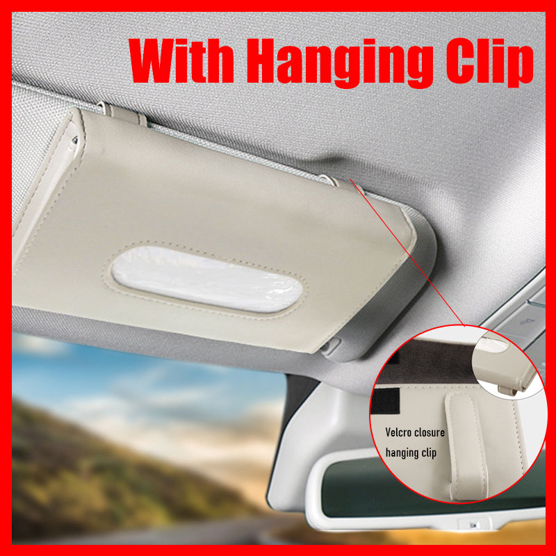 Car Sun Visor Tissue Box Holder Auto Interior Storage Organizer Mask Box Container Decoration For Universal Car Accessories PU Leather