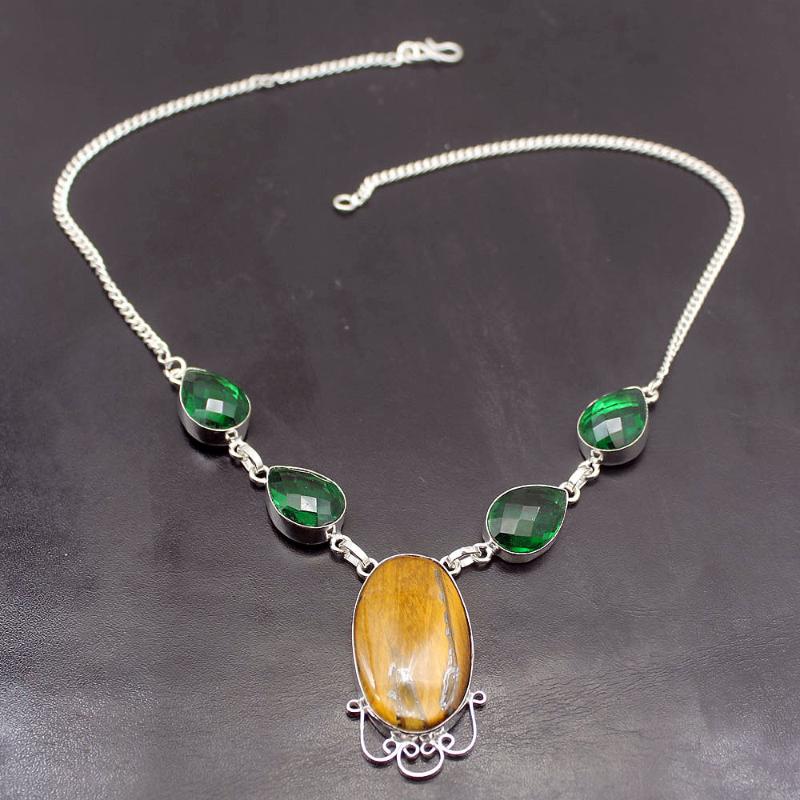 Pendant Necklaces Hermosa Trendy Natural Gold Tigers Eye GreenTopaz Silver Color Necklace Women Chain 18.5 Inch A562
Pendant Necklaces Hermosa Trendy Natural Gold Tigers Eye GreenTopaz Silver Color Necklace Women Chain 18.5 Inch A562