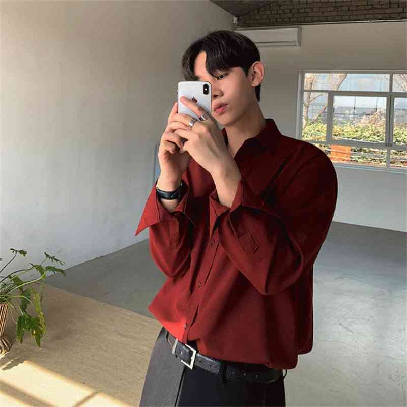 IEFB /men's wear Spring long-sleeved shirt Korean style trendy handsome vintage fashion shirt loose tops for male Y3451 210524