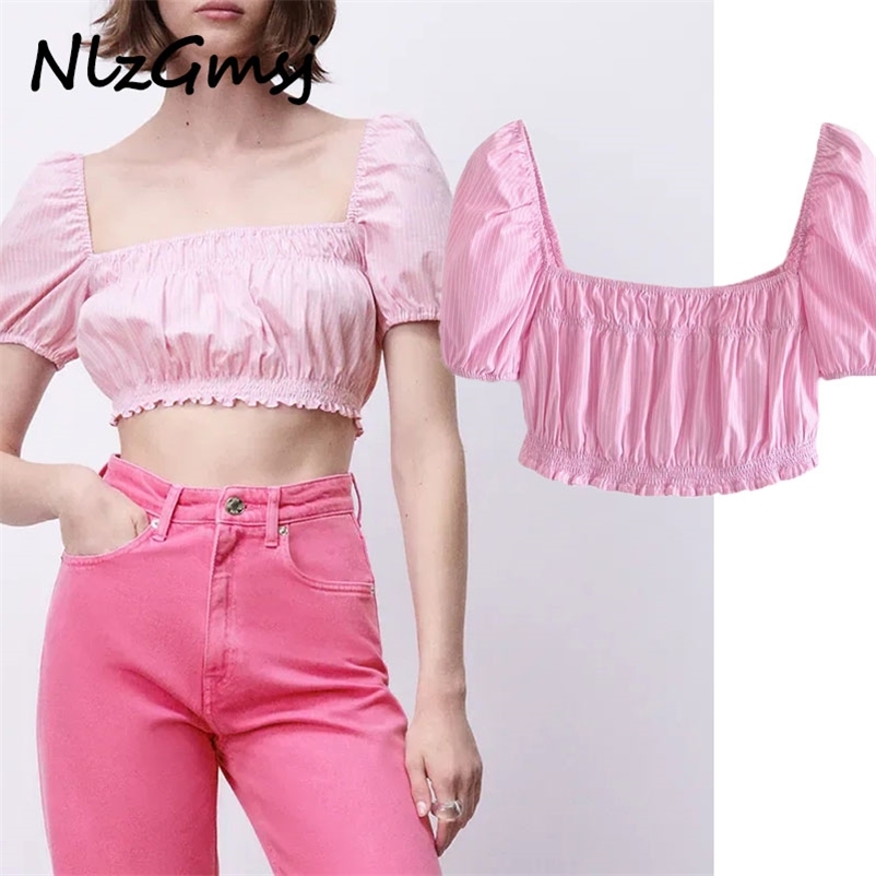 Blouse Women Solid Pink Elastic Cropped Summer Short Puff Sleeve Off Shoulder Sexy Top Woman 04 210628, As picture
Blouse Women Solid Pink Elastic Cropped Summer Short Puff Sleeve Off Shoulder Sexy Top Woman 04 210628, As picture