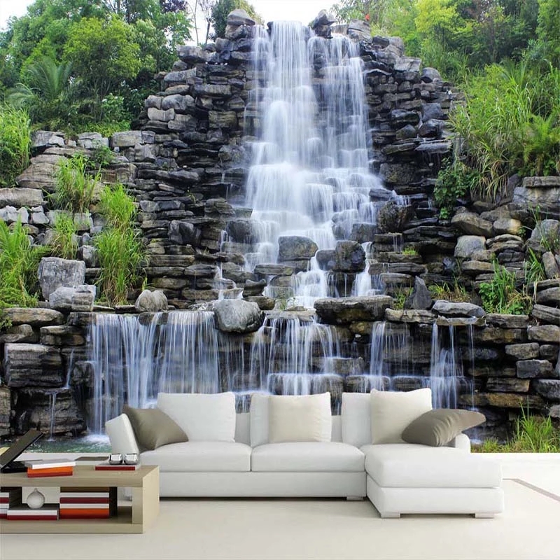 Custom 3D Wallpaper Water Flowing Waterfall Nature Landscape Art Mural Living Room Bedroom papel DE parede Decor