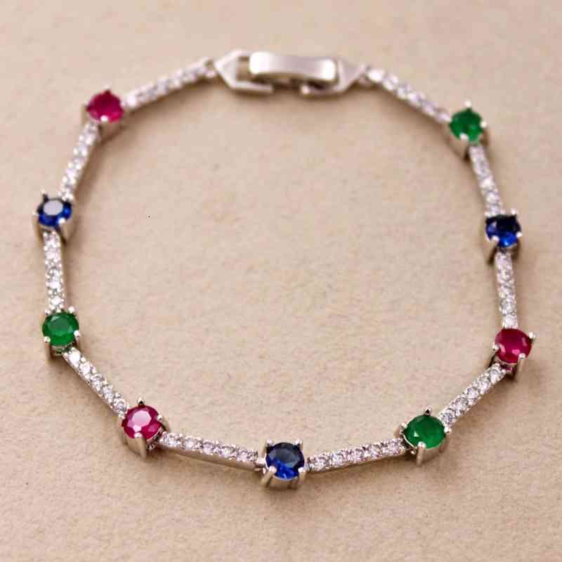 Jewelry Accessories Fashion Bracelets for Women Wedding Anniversary Birthday Gift Gold Color Red Green Zircon