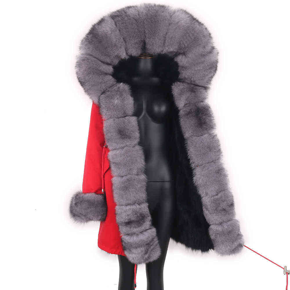 Winter Jacket Women Long Parka 7XL Real Fur Coat Natural Raccoon Fur Collar Outerwear Streetwear Casual Oversize 210910