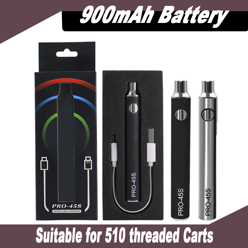 Original Pro-45s 900mAh Bottom charging Battery Variable Voltage 3.2V-3.7V-4.2V Continuous output for 45s 510 Thread Preheat 15sv Vape With Micro USB Charger
Original Pro-45s 900mAh Bottom charging Battery Variable Voltage 3.2V-3.7V-4.2V Continuous output for 45s 510 Thread Preheat 15sv Vape With Micro USB Charger