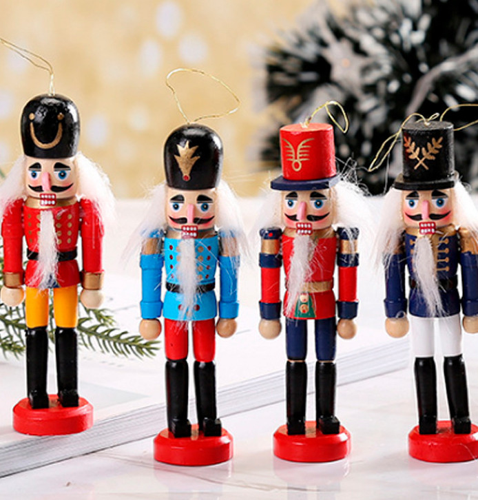 1 set of the latest model = 6 Christmas decorations, Nutcracker, Wooden Puppets, 12CM Tin Soldier Free shipping
