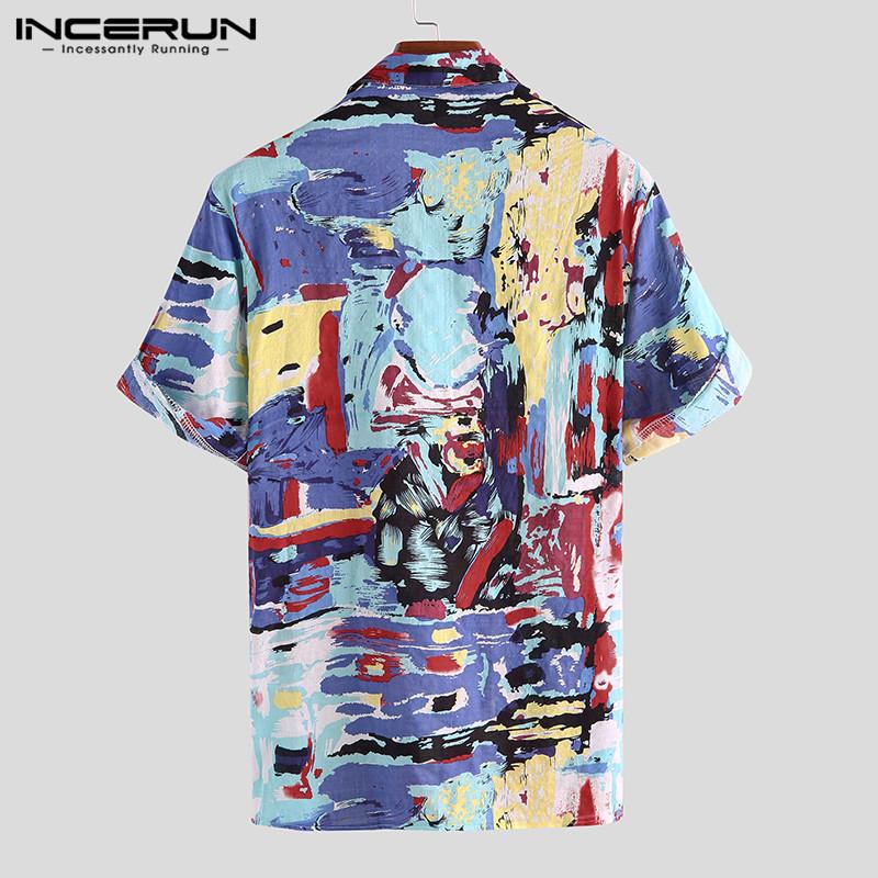Men Printed Short Sleeve Lapel Casual Shirts Summer Hawaiian Beach Camisa Man Buttons Leisure Blouse Fashion Tops S-3Xl