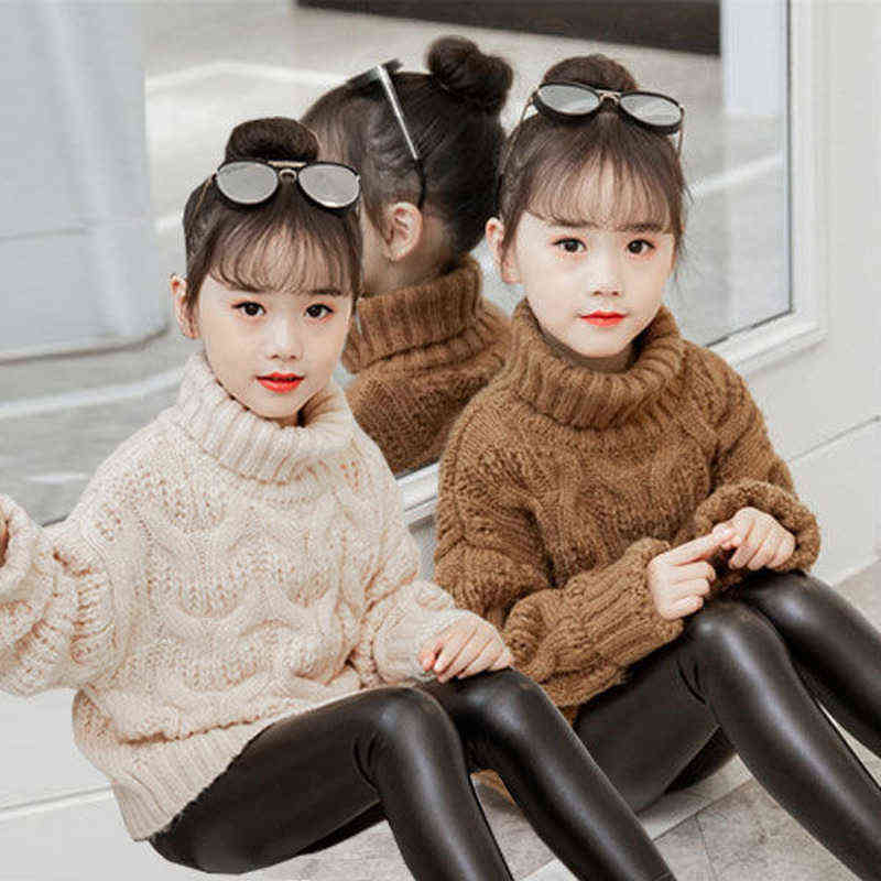 autumn winter children's clothes girls knitted sweaters High collar thicken warm for girl kids pullovers 2-12 y 211104