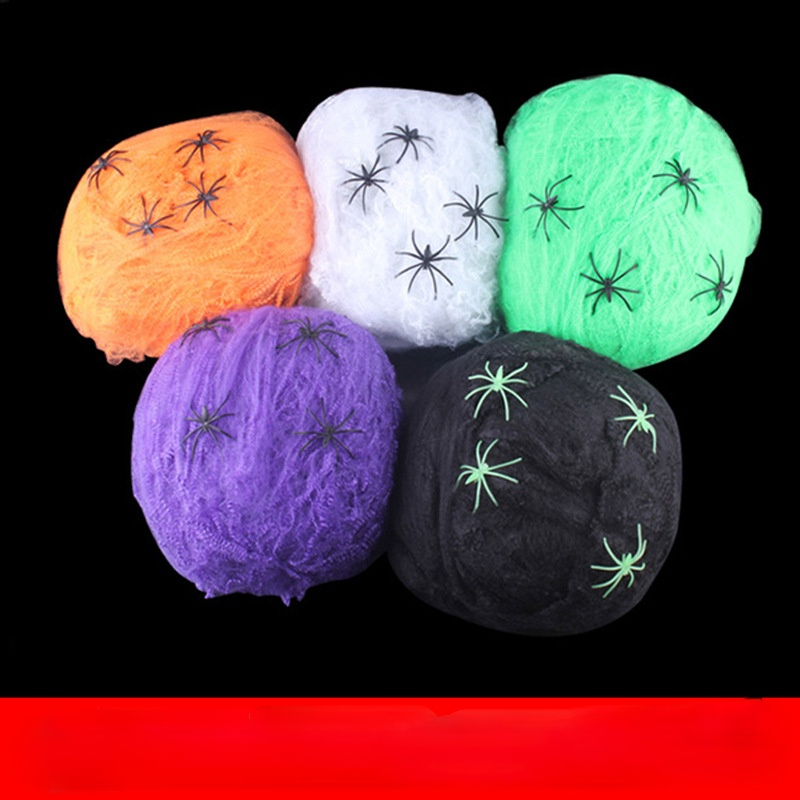 20g Halloween Scary Party Decor Stretchy Spider Web Cobweb Cotton Horror Halloween Decoration for Bar Haunted House Scene Props