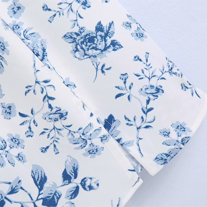 Sweet Women Square Collar Dress Summer Fashion Ladies Chinese Style Female Blue White Porcelain Sling 210515