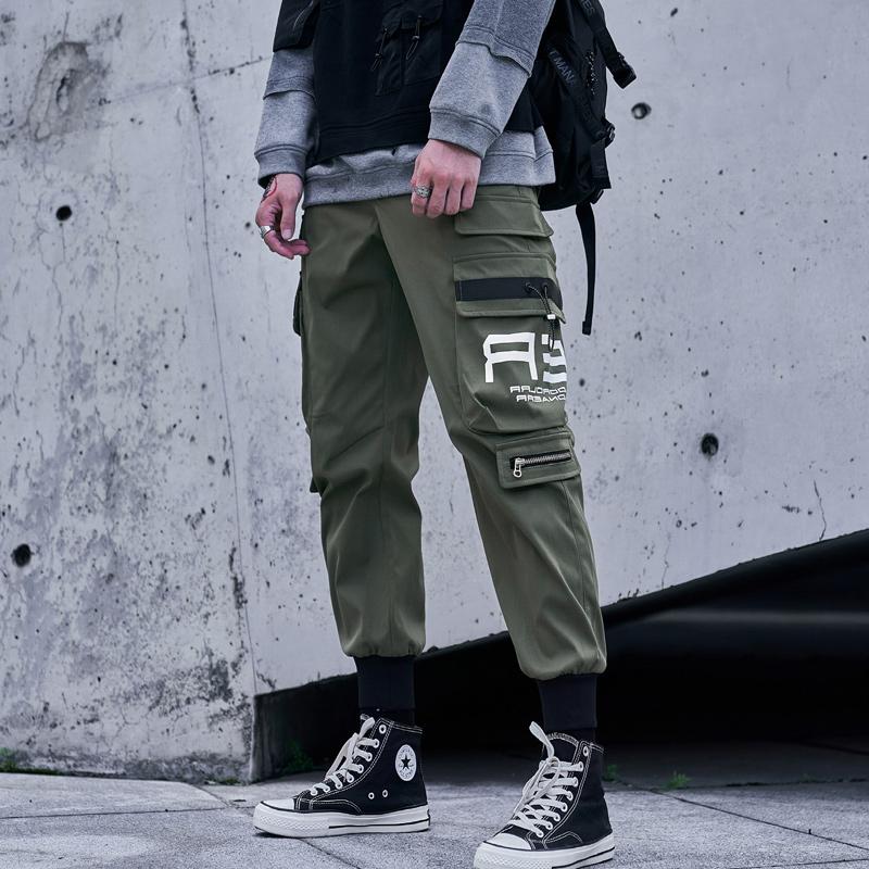 Mens Cargo Hosen Männer Mode 2021 Seite Taschen Joggers Hip Hop Harajuku Japanischen Streetwear Hose Schwarz Männe Men's Pants