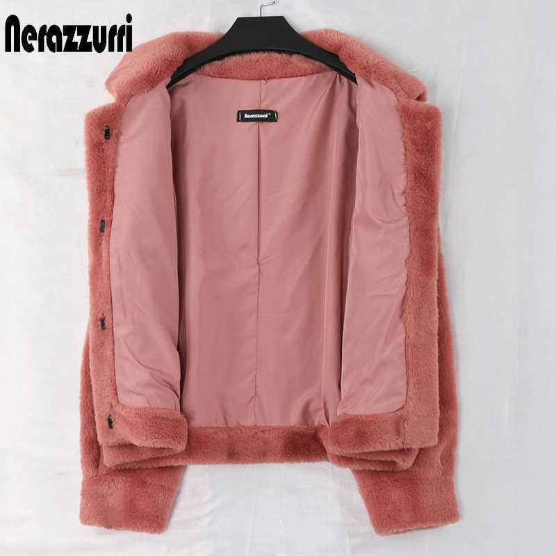 Nerazzurri Spring Purple Blue Short Light Soft Faux Fur Coat Women Long Sleeve Pockets Fall Korean Fashion Furry Jacket 211019