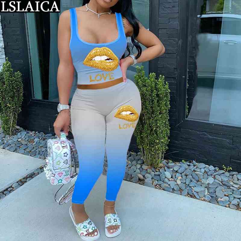 Two Piece Outfits Tank Top&woman Pants Tie Dye Lips Print Sexy Elegant Set Sport Skinny Streetwear Conjuntos De Mujer 210520, Sky blue
Two Piece Outfits Tank Top&woman Pants Tie Dye Lips Print Sexy Elegant Set Sport Skinny Streetwear Conjuntos De Mujer 210520, Sky blue