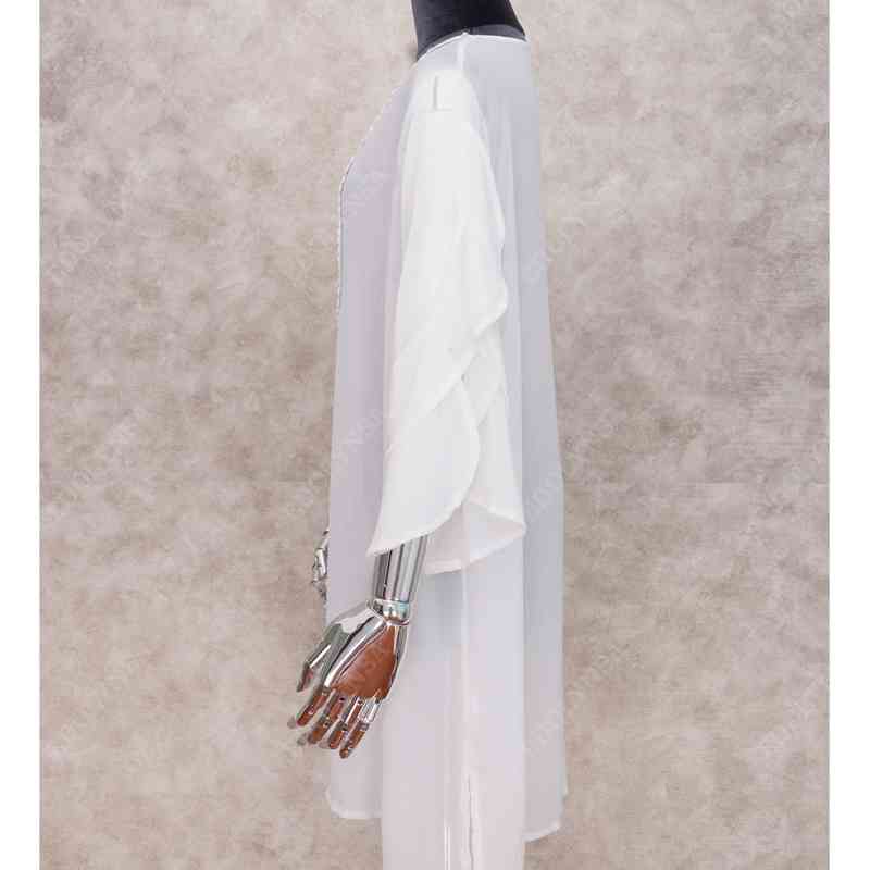 Bikini Cover-ups Casual Embroidered V-neck Three Quarter Sleeve Summer Beach Dress White Cotton Tunic Swimwear Cover Up Q818 210420