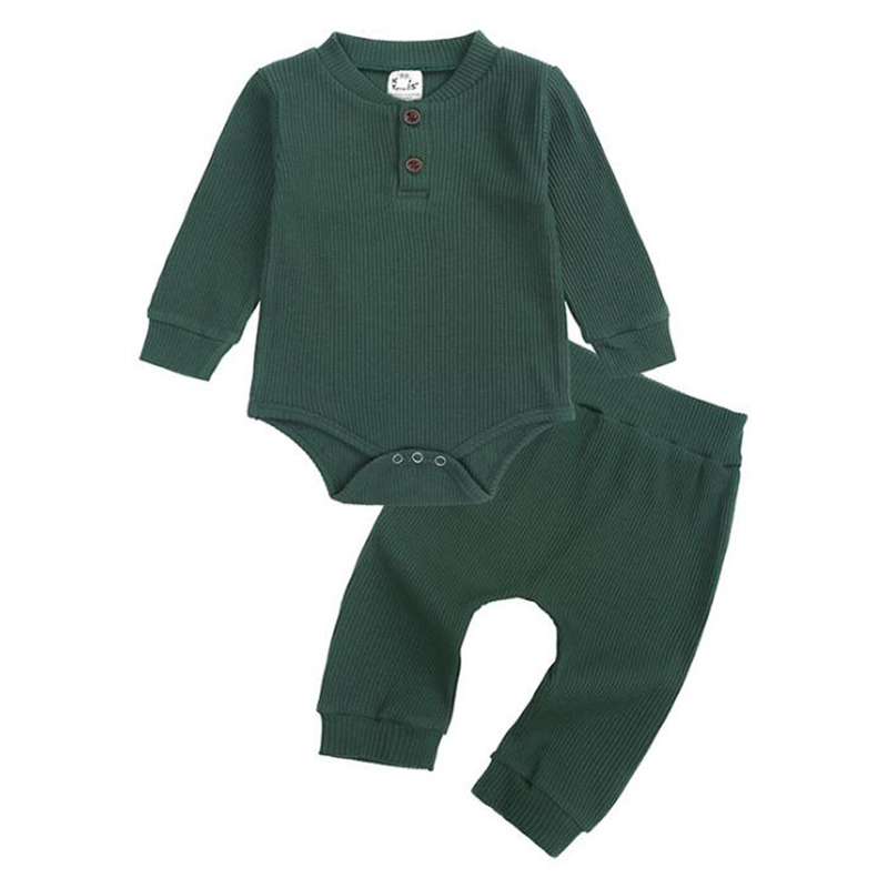 Infant Baby Boys Girls Long Sleeve Rompers + Pants Spring Autumn Fashion Clothing Sets Kids Boy Girl Clothes Suits 210521