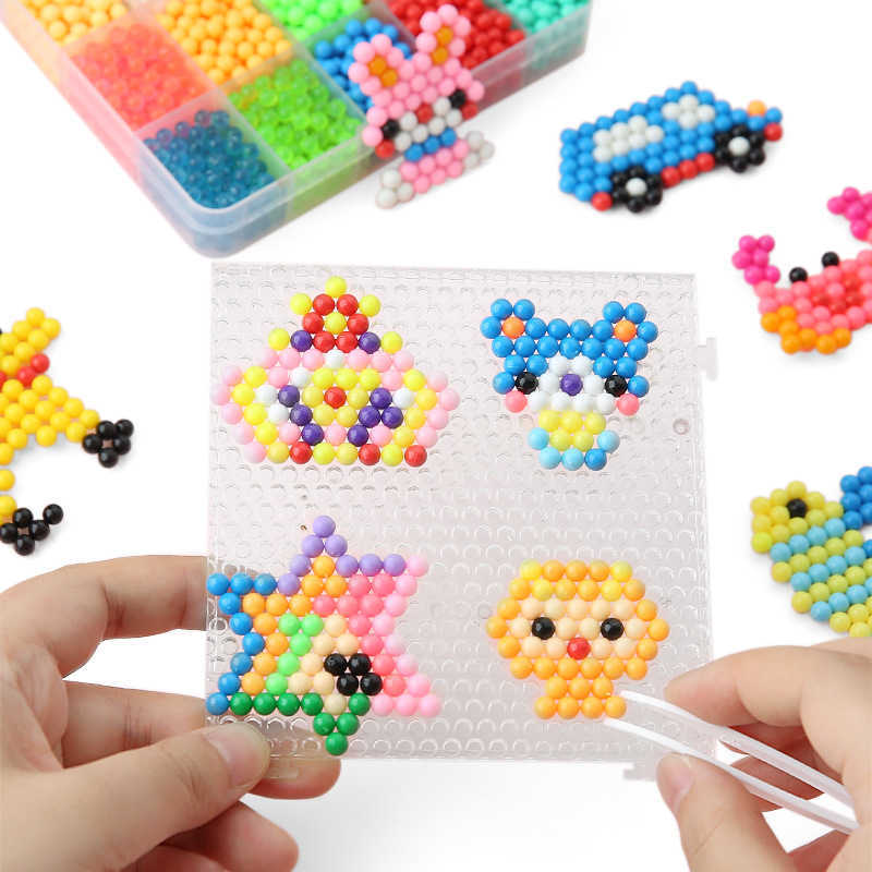 Diy Magic Aqua Animal Molds Hand Making 3d string of beads Puzzle New Kids Educational Toys For Children Spell Replenish beans