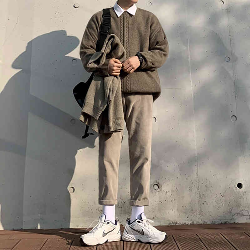 IEFB Korean Kintted Sweater Men's Loose Fashion Pullover Loose Vintage Autumn Winter Thickened Kintwear Tops Male 9Y4754 210524