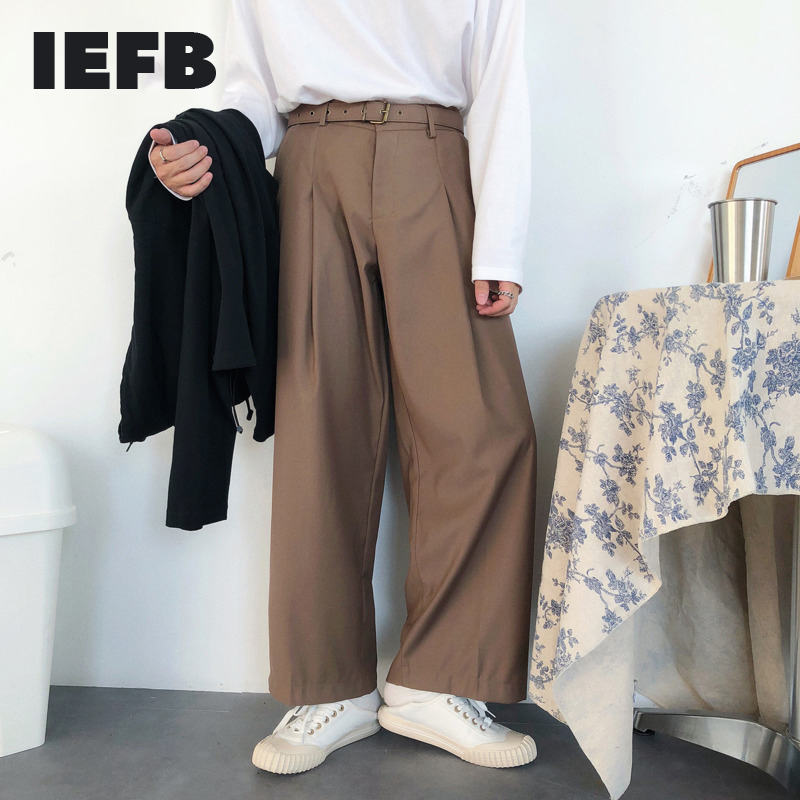 IEFB /men' wear vintage casual Wide Leg Pants with belt for Male spring Loose all-match Pants 9Y962 210524, Black belt
IEFB /men' wear vintage casual Wide Leg Pants with belt for Male spring Loose all-match Pants 9Y962 210524, Black belt