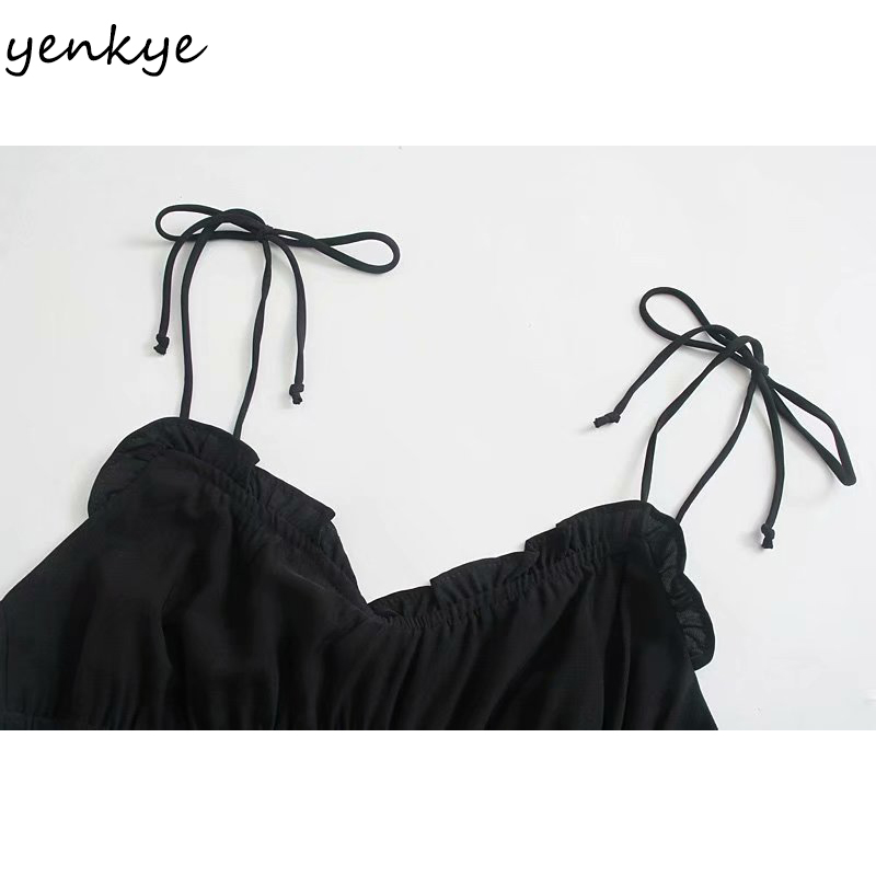 Summer Women Sexy Backless Black Party Dress Female Sleeveless V Neck Elastic Waist A-line Night Out Vestido 210430