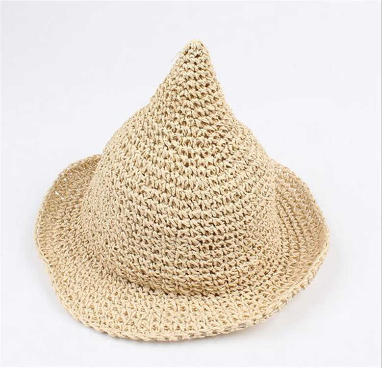 Hat Girls Large Straw Children's Sun Hat Spring Baby Hand-woven Fashion Witch Spiky Hat