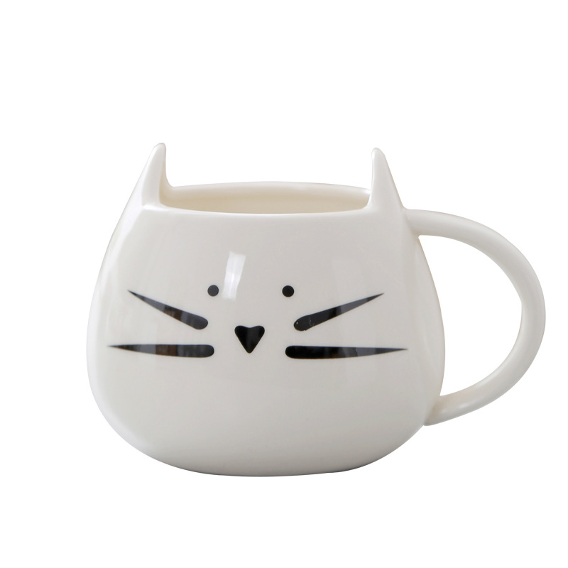 500ml Cute Black White Cat Mug Ceramic Couple Cup Milk Coffee Cups Household Office Mugs For Birthday Present