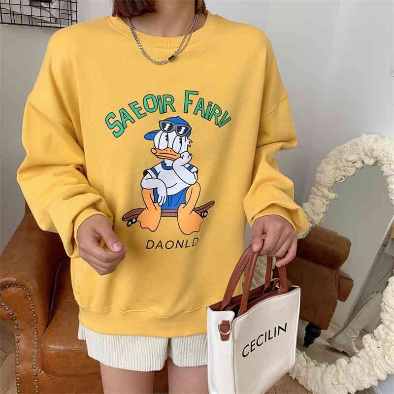 Autumn new 2021 loose Korean fashion women's Pullover cartoon letter printed sweater, White
Autumn new 2021 loose Korean fashion women's Pullover cartoon letter printed sweater, White