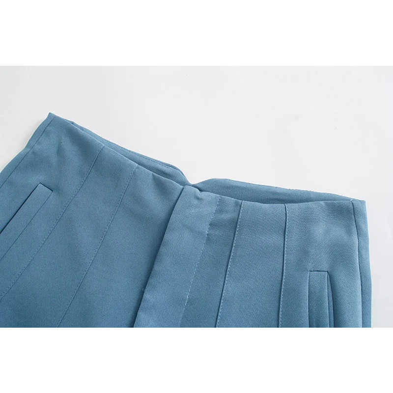 Pant Women High Waisted Pants Fashion Office Beige Chic Button Zip Elegant Pink Casual Woman 03 210628