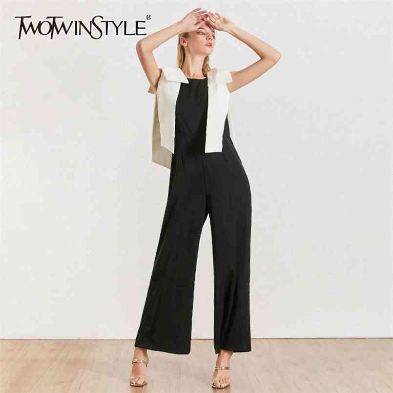 Hit Color Casual Jumpsuit For Women O Neck Sleeveless Lace Up Bowknot Wide Leg Pants Female Jumpsuits 210521, Black
Hit Color Casual Jumpsuit For Women O Neck Sleeveless Lace Up Bowknot Wide Leg Pants Female Jumpsuits 210521, Black
