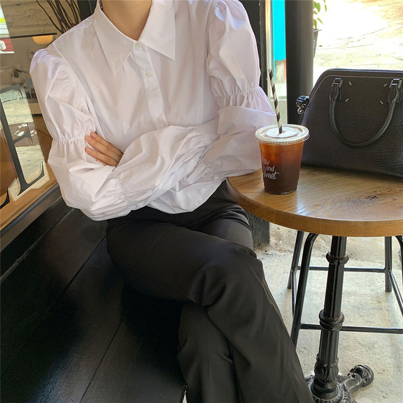 White Chic Casual Spring High Quality Solid Sweet Shirts Vintage Gentle Streetwear Women Elegance Brief Blouses 210421