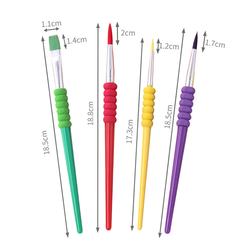 4Pcs/Set Plastic Handle Nylon Hair Watercolor Paint Pen Artist Paint Brush Children's Supplies Multi Purpose