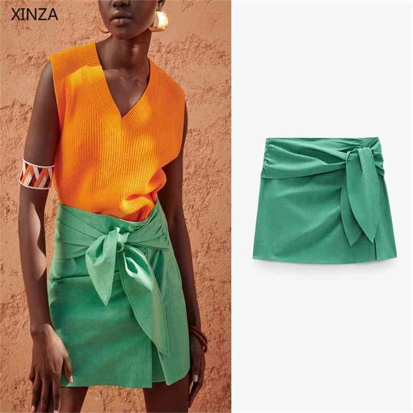 Za Mini Skirt Women Vintage Bow High Waist Green s Fashion Side Zip Female Elegant Cotton Summer 210702
Za Mini Skirt Women Vintage Bow High Waist Green s Fashion Side Zip Female Elegant Cotton Summer 210702