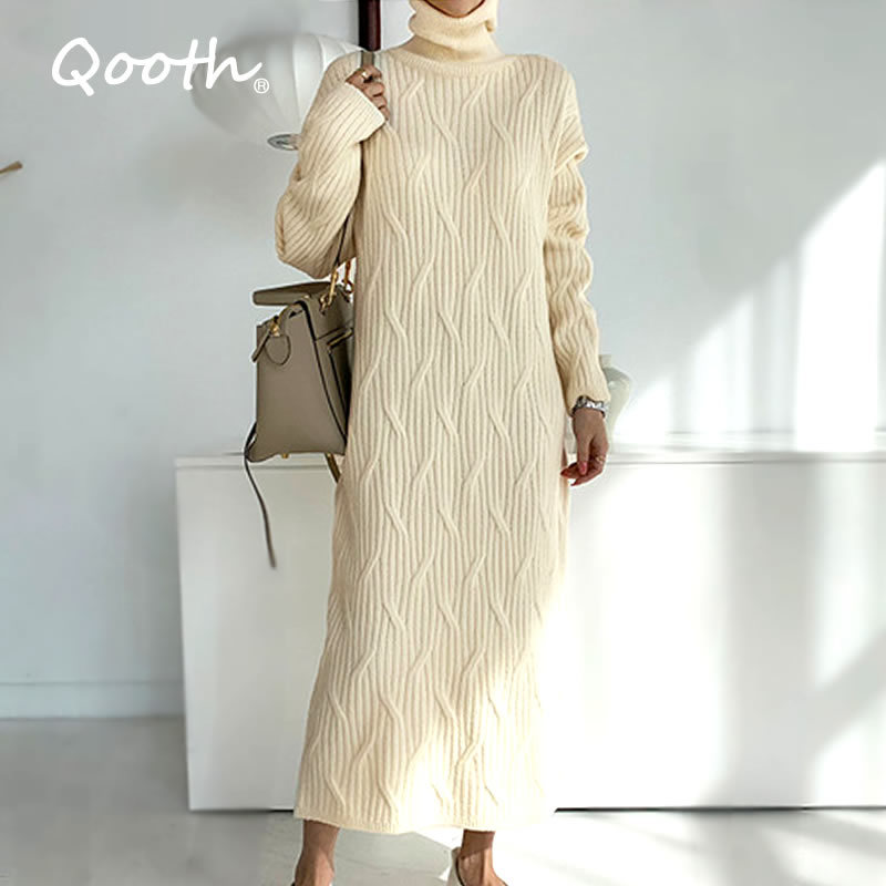Qooth Sweater Women Loose Plain Color Long Sleeve Crochet Top Maxi Pullovers O neck Jumper Women Jacquard Jumper QT370 210518, Black
Qooth Sweater Women Loose Plain Color Long Sleeve Crochet Top Maxi Pullovers O neck Jumper Women Jacquard Jumper QT370 210518, Black