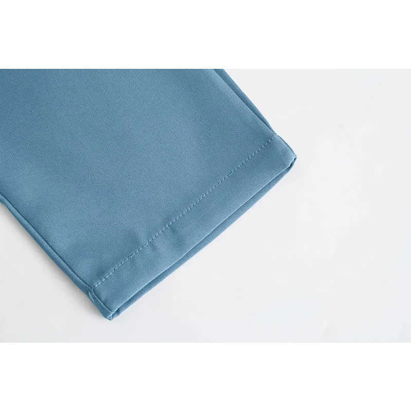 Pant Women High Waisted Pants Fashion Office Beige Chic Button Zip Elegant Pink Casual Woman 03 210628