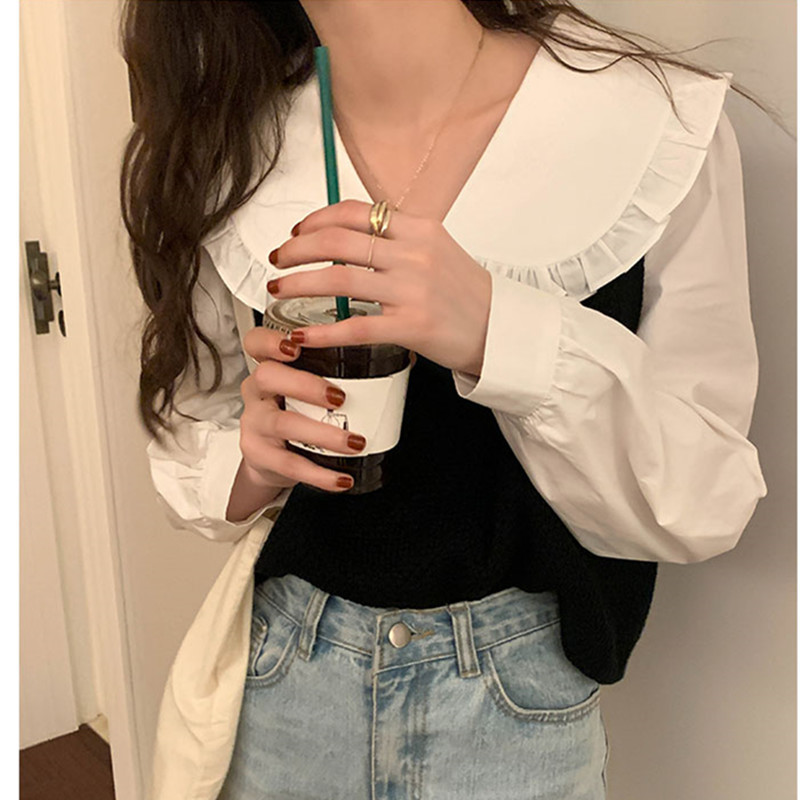 3colors spring and autumn Korean Sweet style Back lace up knitted sleevelesvest sweaters womens Sweaters pullovers womens(X1853) 210423
