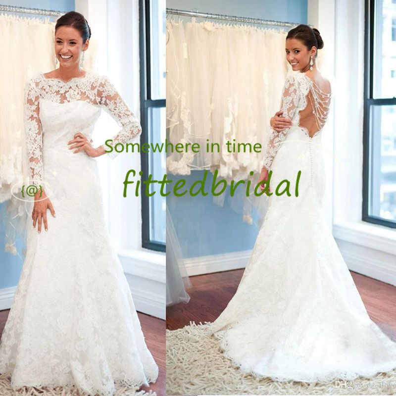 Sexy Mermaid Bridal Gowns Illusion Long Sleeves Boat Neck Sweep Train Wedding Dresses Vestidos De Novia Custom Made, White
Sexy Mermaid Bridal Gowns Illusion Long Sleeves Boat Neck Sweep Train Wedding Dresses Vestidos De Novia Custom Made, White
