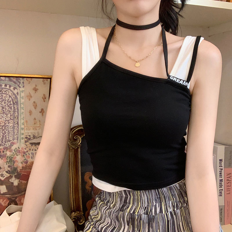 3 colors women korean style slim sleeveless summer tank tops halter crop tops camis vest women (X1470 210423