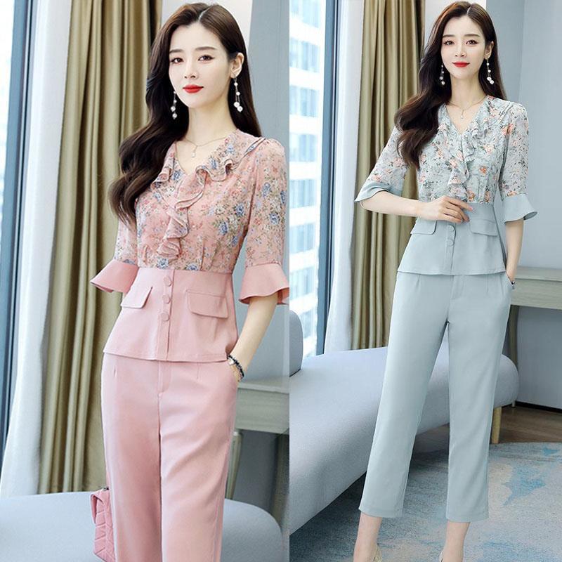 Women's Two Piece Pants 2 Set 2021 Summer Slim Floral Patchwork Blouse Trousers Suit Outfit Female Office Clothes, White
Women's Two Piece Pants 2 Set 2021 Summer Slim Floral Patchwork Blouse Trousers Suit Outfit Female Office Clothes, White
