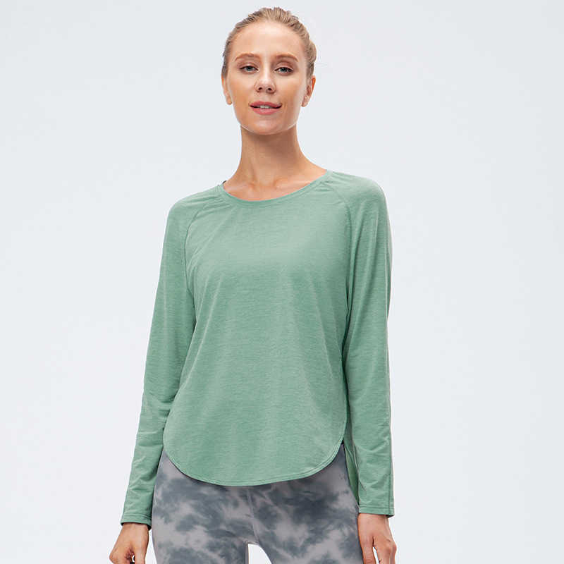 Women's autumn winter yoga outfits tops clothes loose and thin running sports long sleeve T-shirt fast drying breathable training fitness Shirt
