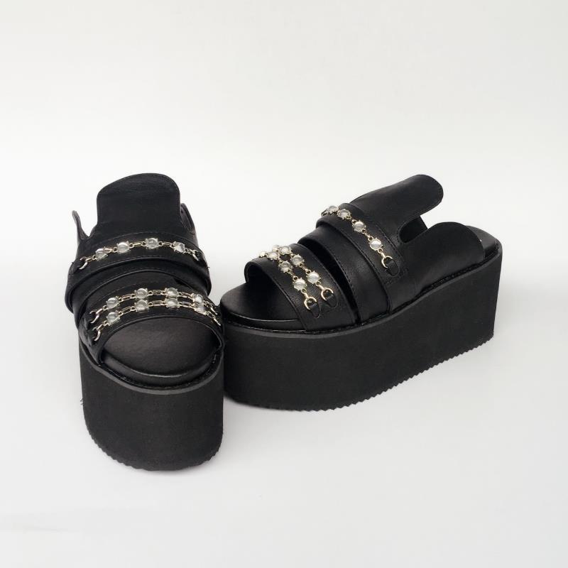Princess Sweet Lolita Shoes Summer Thick Bottom Sandals Customized High Metal Decoration Comfortable An7525, Black
Princess Sweet Lolita Shoes Summer Thick Bottom Sandals Customized High Metal Decoration Comfortable An7525, Black