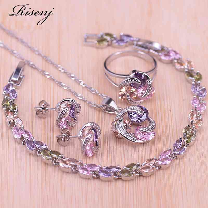 Risenj Big Discount Colorful Lucky Circle Silver Color Jewelry For Women Earrings Ring Necklace Set With Pendant In Store
Risenj Big Discount Colorful Lucky Circle Silver Color Jewelry For Women Earrings Ring Necklace Set With Pendant In Store