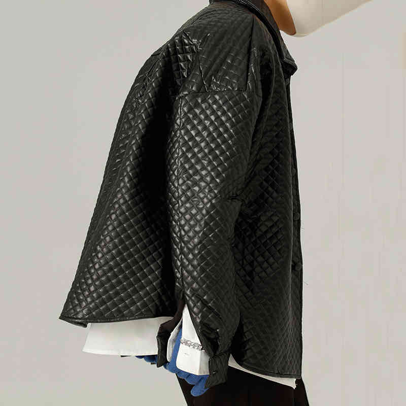 IEFB men's wear spring witner jackets Korean loose Printed diamond lattice coat for men oversized clothes 9Y4602 210524