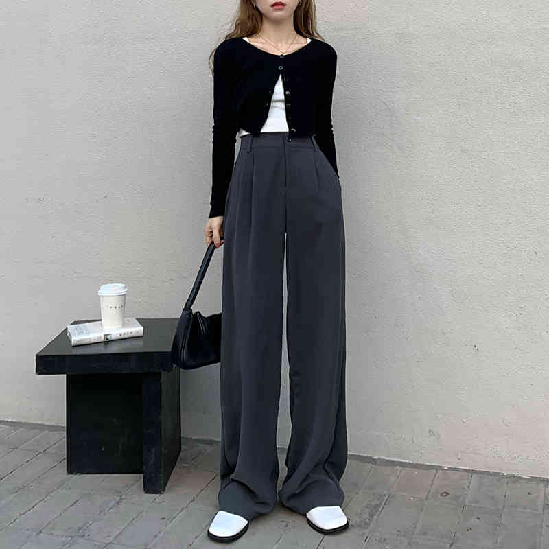 Nomikuma High Waist Elegant Women Suit Pants Causal Solid Long Trousers Spring New Wide Leg Pants Mujer Pantalones 6E088 210427