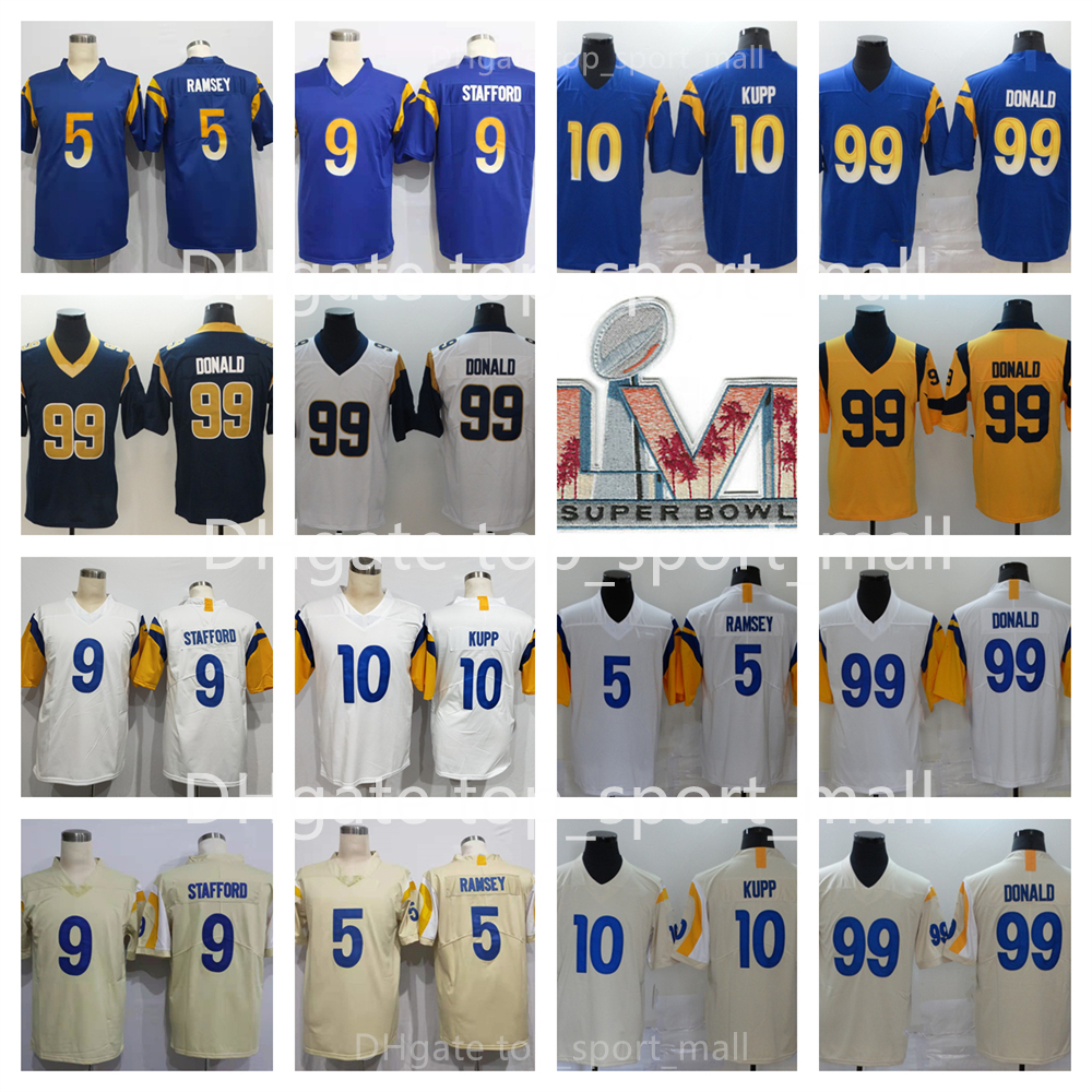 Super Bowls LVI Football 9 Matthew Stafford Jersey 10 Cooper Kupp 99 Aaron Donald Man Stitched Blue White Yellow Navy Team Color Mens LA Champions Good Quality
Super Bowls LVI Football 9 Matthew Stafford Jersey 10 Cooper Kupp 99 Aaron Donald Man Stitched Blue White Yellow Navy Team Color Mens LA Champions Good Quality
