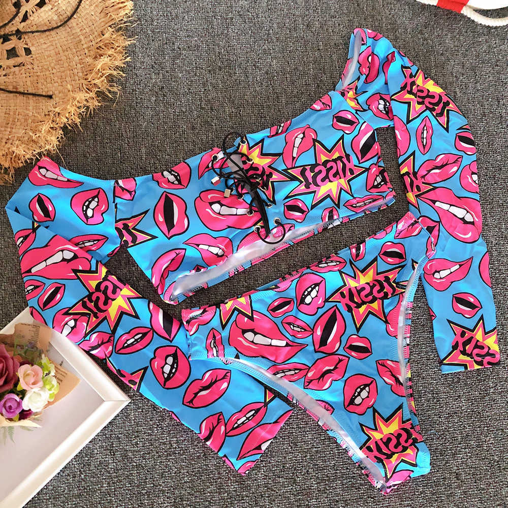 Bikini Push Up Brasileño Long Sleeve Thong Swimwear Bandage Plus Size Tankini Swimsuit Women 2 Pieces High Waist 210625