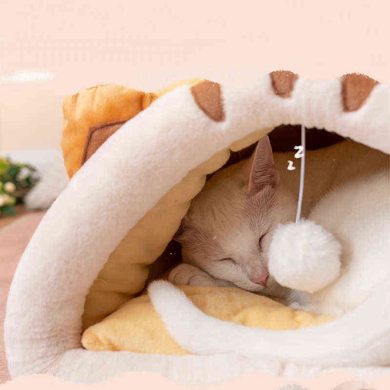 Deep Sleep Cat Bed House Funny Snail S Mat Beds Warm Basket for Small Dogs Cushion Pet Tent Kennel Supplies 211028