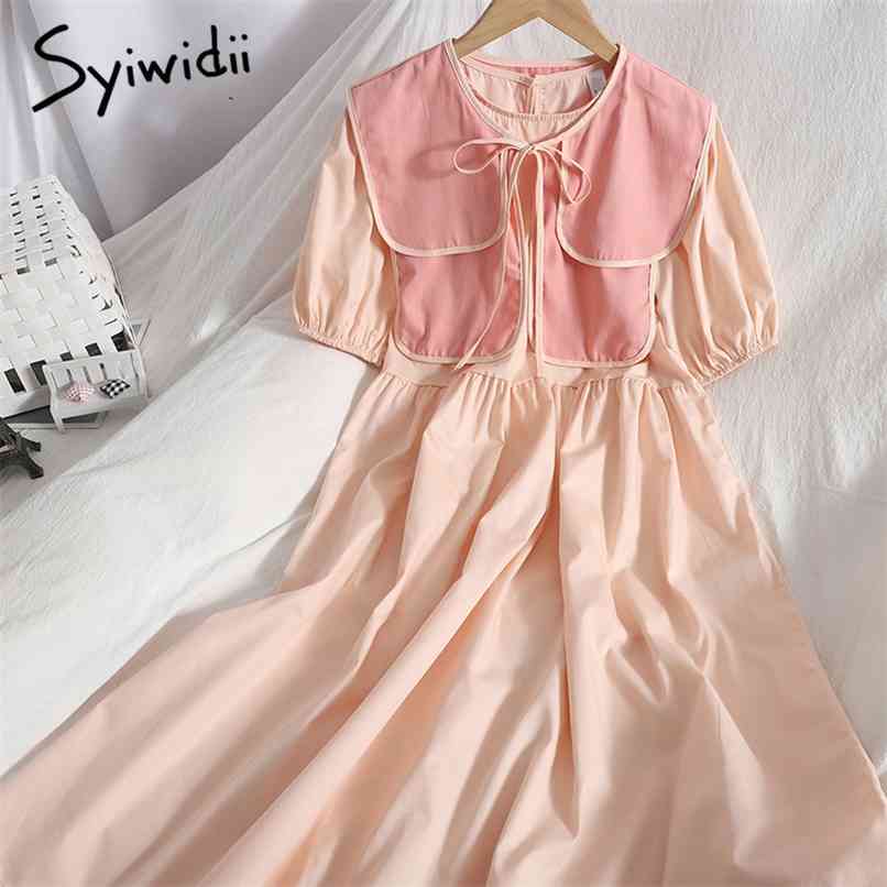 Fashion Dress for Women Puff Sleeve O-Neck A-line Solid Shirts Dresses with Bow Lace Up Shawl Summer Korean 210607, Blue
Fashion Dress for Women Puff Sleeve O-Neck A-line Solid Shirts Dresses with Bow Lace Up Shawl Summer Korean 210607, Blue