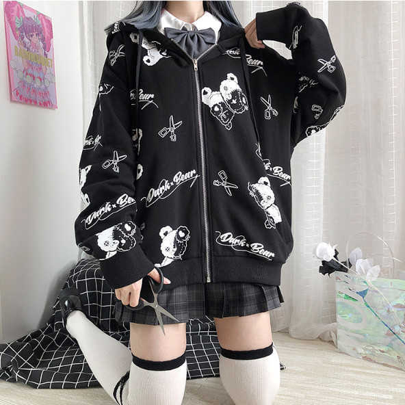 Coat Women Fashion sweatshirt Plus Velvet Warm spring Clothes ins Preppy Hoodies kawaii Long Sleeve Hoodie jacket 211013